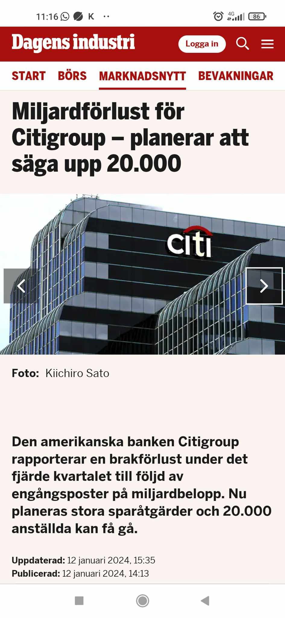 Oturlig Miljardförlust För Citigroup