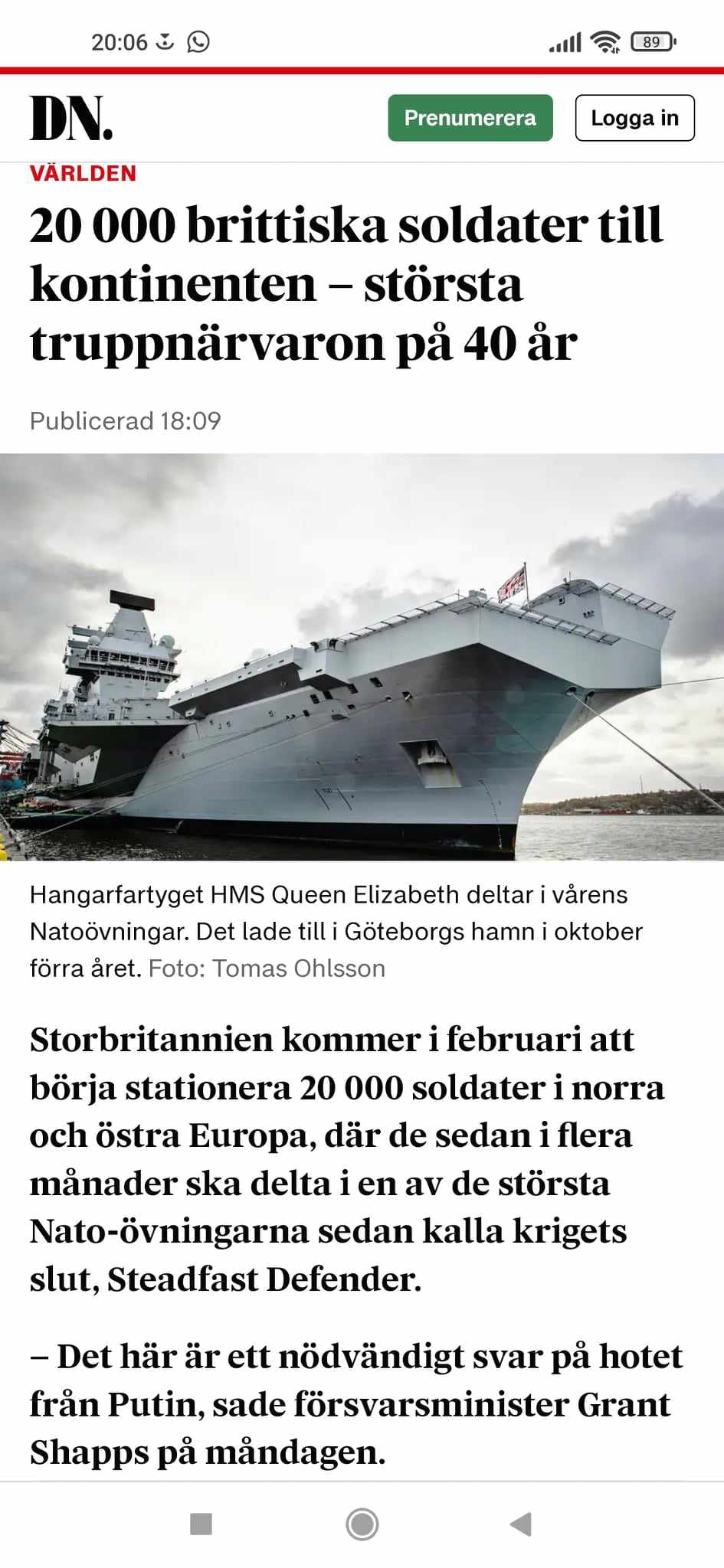 20 000 Brittiska Soldater Till Kontinenten