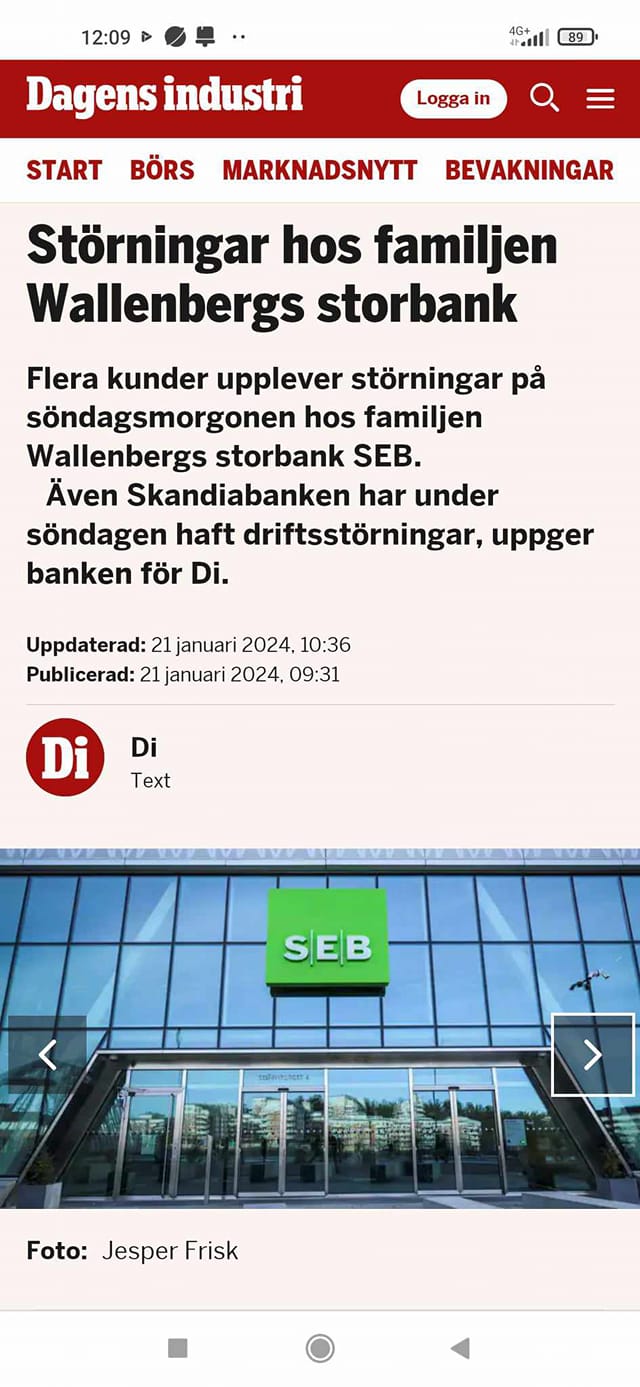 Störningar Hos Familjen Wallenbergs Storbank SEB