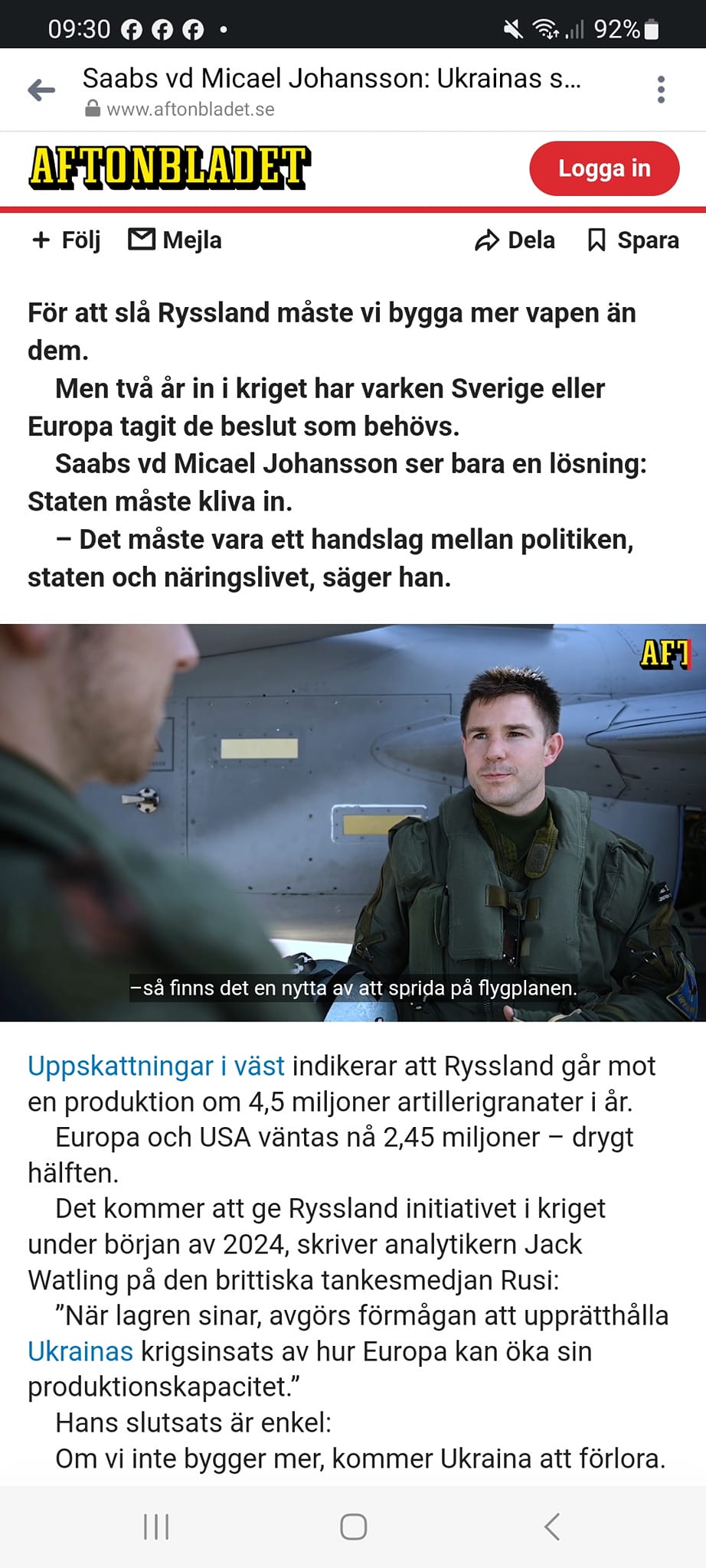 Självklar SAAB-Lösning För Vapenproduktion