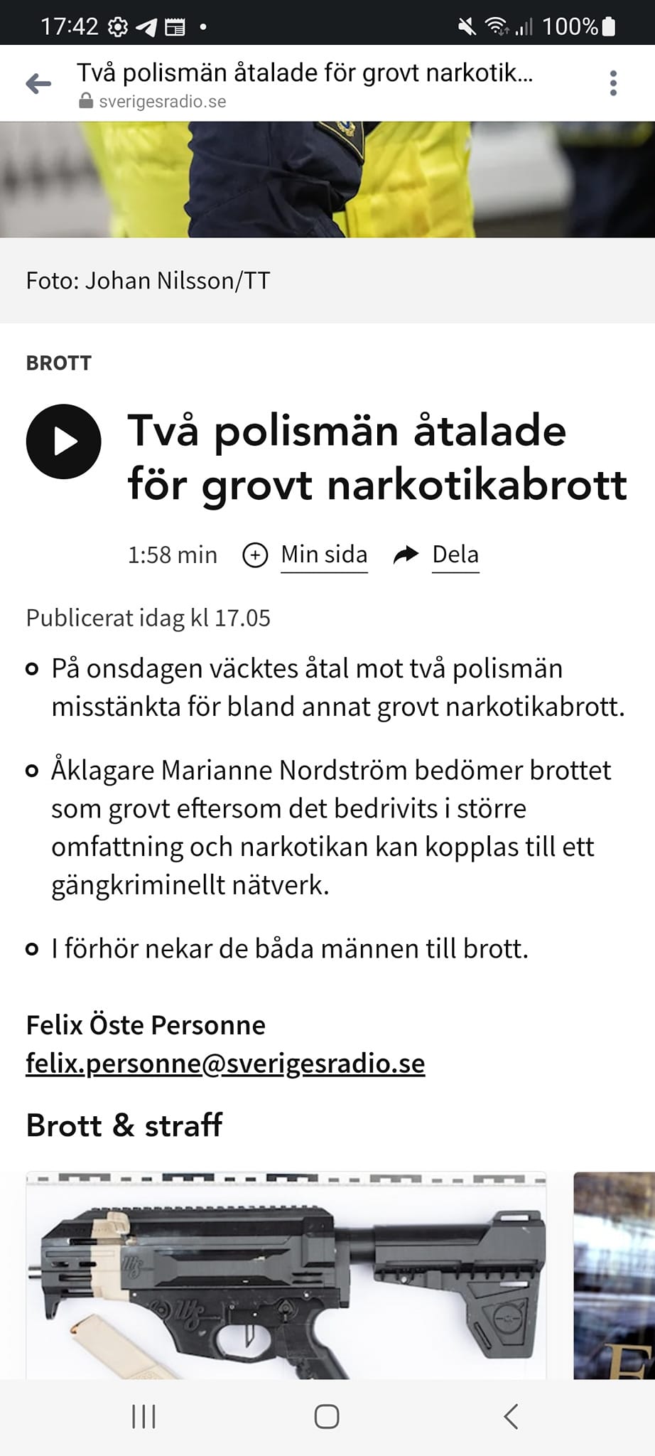 Två Poliser Åtalade För Grovt Narkotikabrott