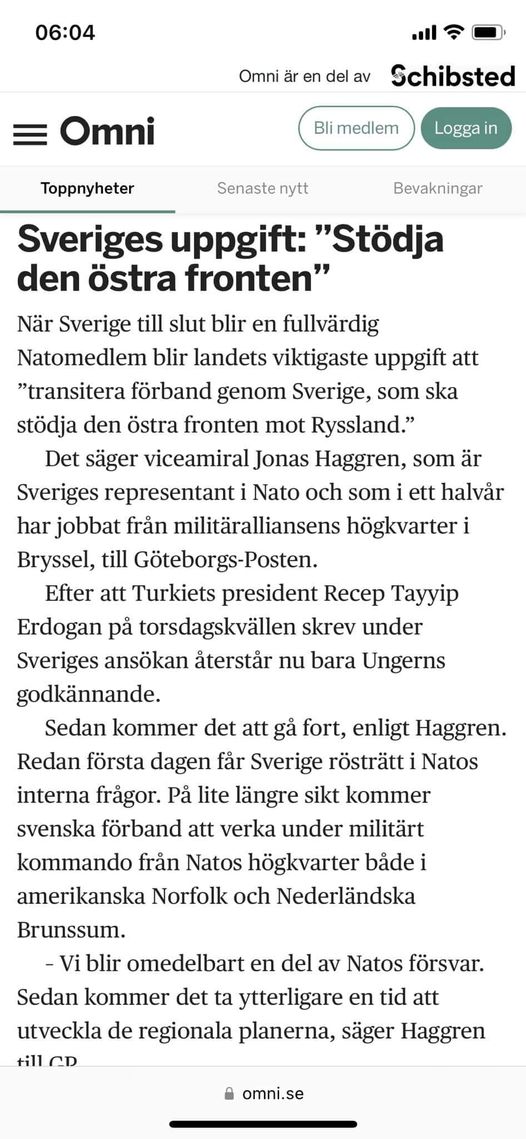 Transitviktigt Sverige För Nato