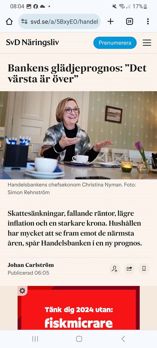 Glädjeprognos Från Handelsbanken