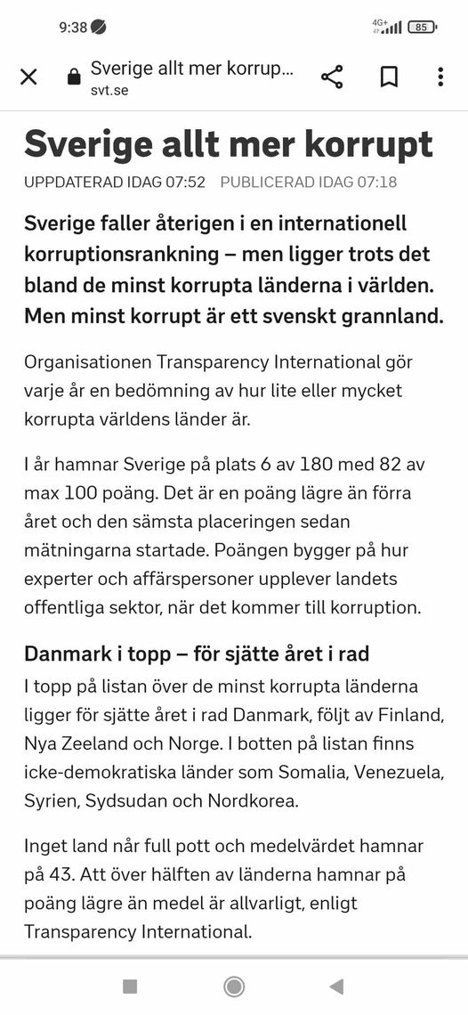 Korruptionsrankning..