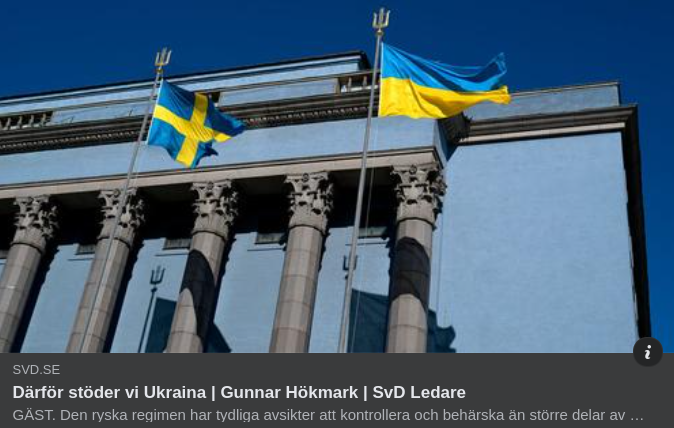Hökmark Förklarar Ukrainastöd I SvD