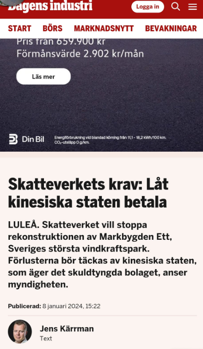 Skatteverket & Kinesisk Vindkraftspark