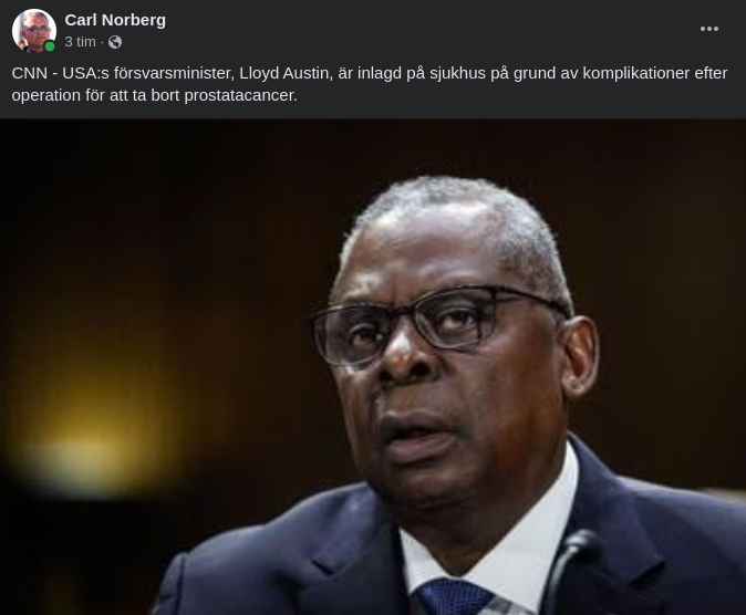 Orsak Till Försvarsministers Sjukhusvistelse