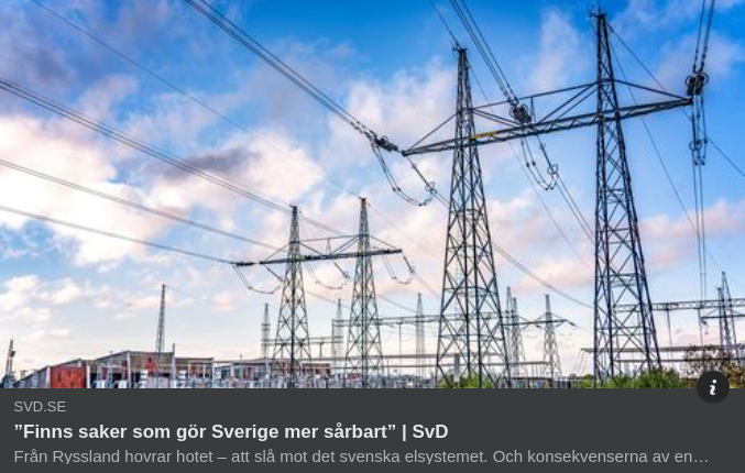 Svensk Elförsörjningssårbarhet I SvD