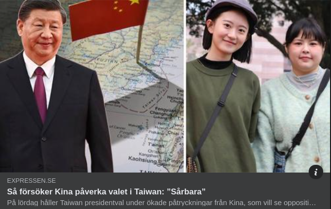 Taiwanvalpåverkande Kina I Expressen
