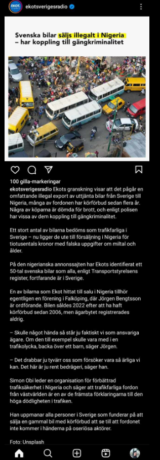 Gängkriminalitetskopplad Bilhandel