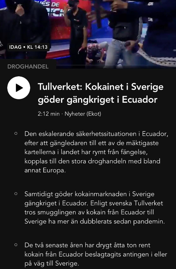 Sverigekokain Göder Gängkrig I Ecuador