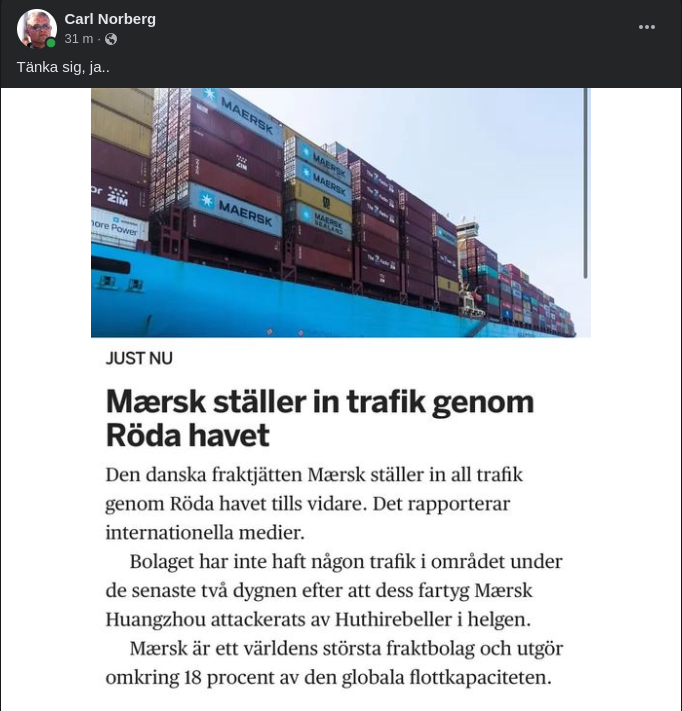 Mærsk Ställer In Röda Havet Trafik