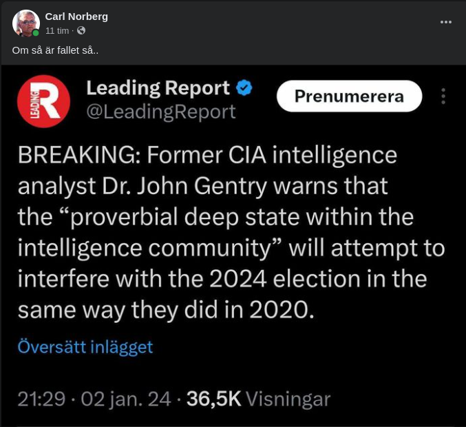 Valinterferens & Ökänd Djup Stat Inom Underrättelsekollektivet