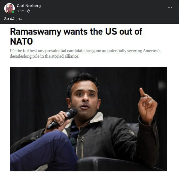 Ramaswamy Vill Ut Ur Nato