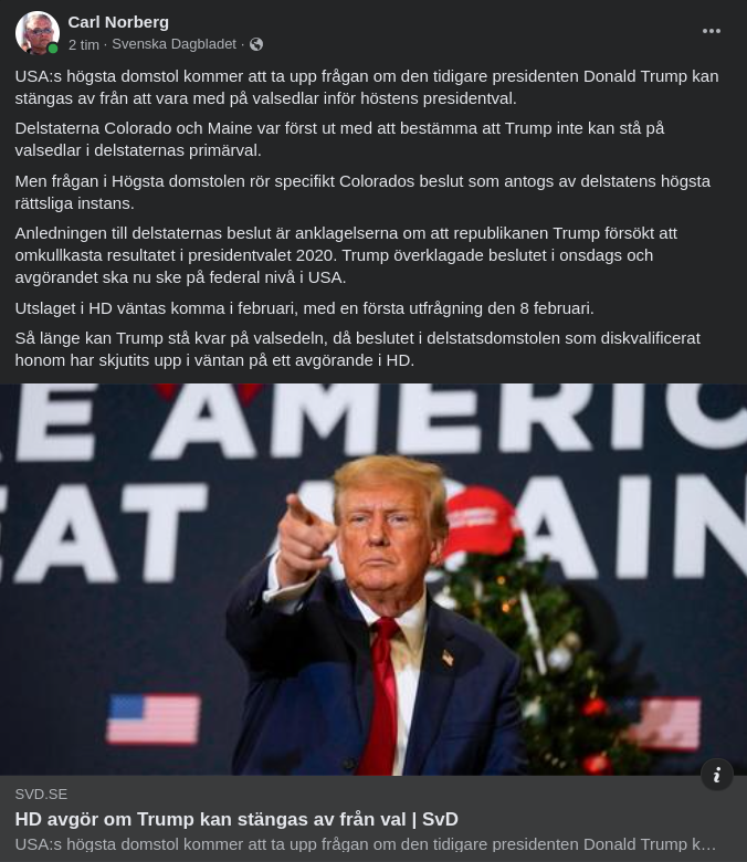 HD, Valsedlar & Trump I SvD