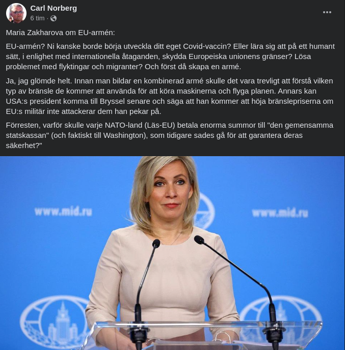 Zakharova Om EU-Armén