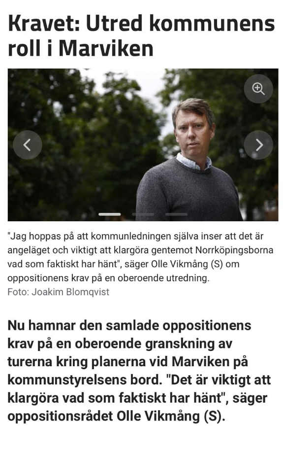 Oppositionellt Utredningskrav Angående Marviken