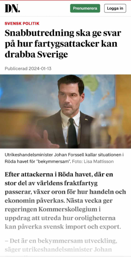 Fartygsattacker & Svensk Import/Export..