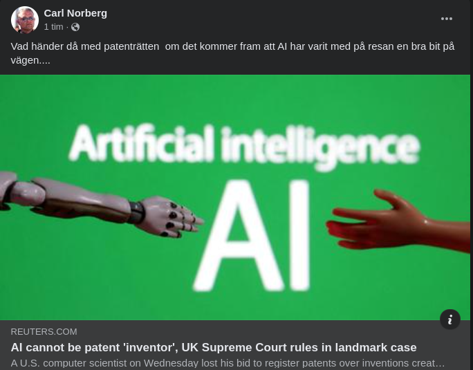 Inga Patent För AI