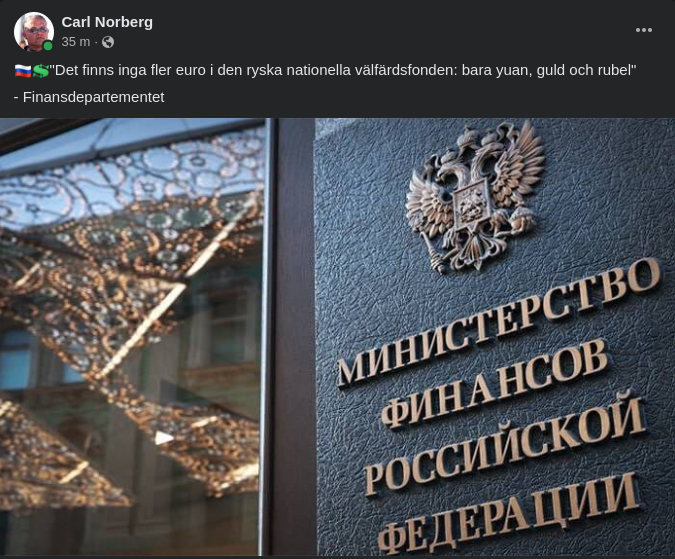 Ryska Nationella Välfärdsfonden Utan Euro