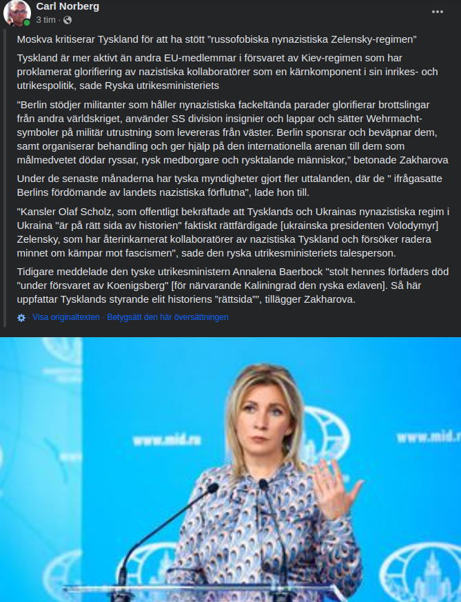 Zakharova Om Tyskt Naziststöd
