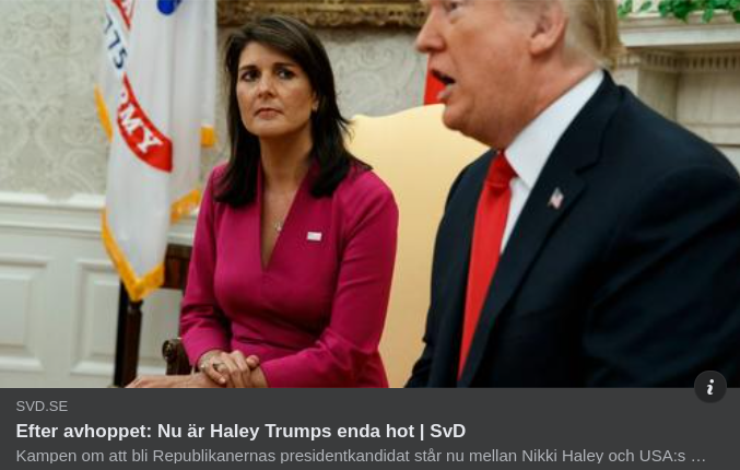 Haley Enda Trumphotet I SvD