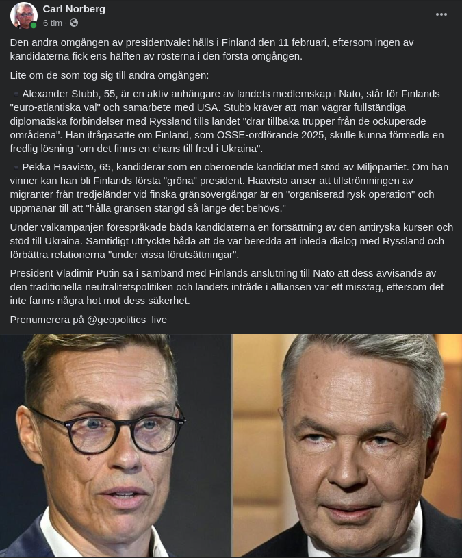 Finskt Val Till En Andra Omgång