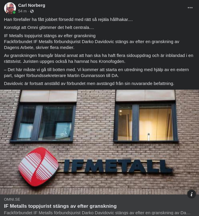 Metalls Toppjurist Avstängd Efter Granskning