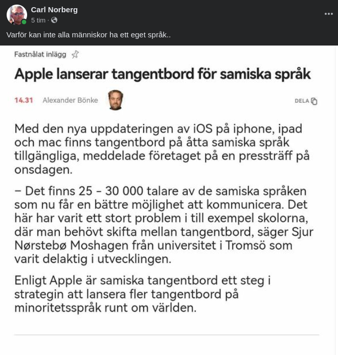 Samiskt Apple-Tangentbord Lanserat