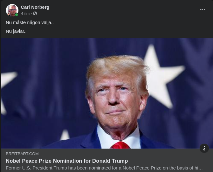 Trump Nobelprisnominerad