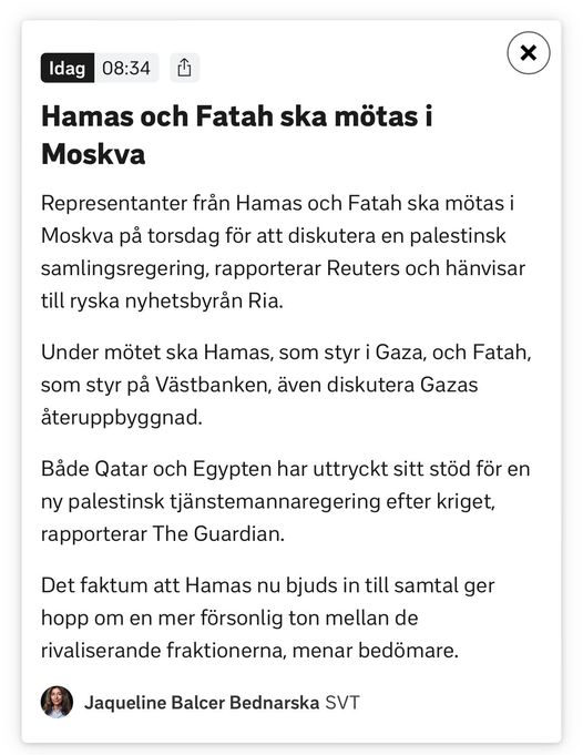Moskva-Möte För Hamas & Fatah