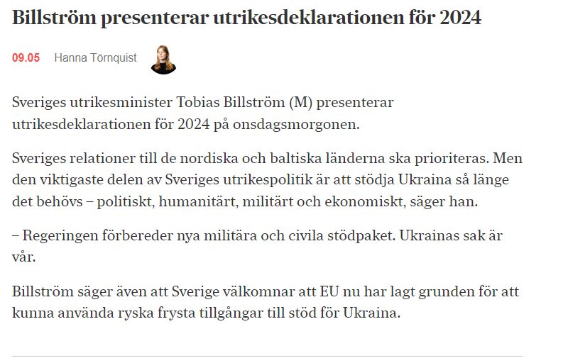 Utrikesdeklarationen För 2024 Presenterad