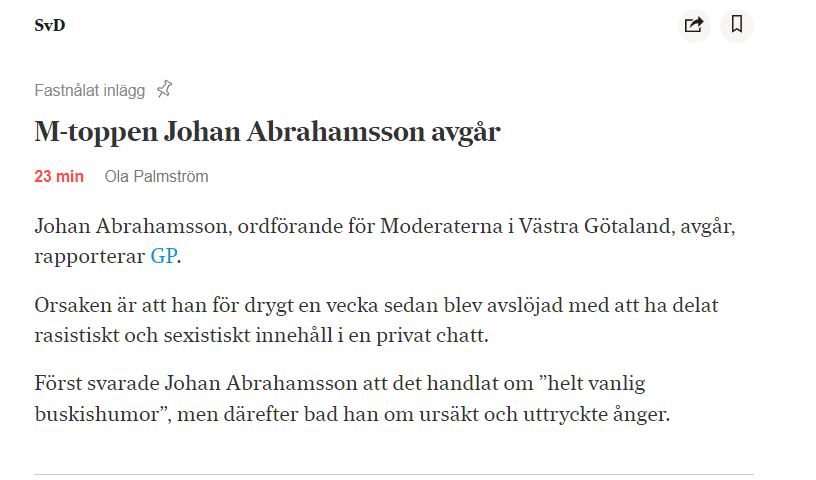 Johan Abrahamsson Avgår Efter Privatchattande
