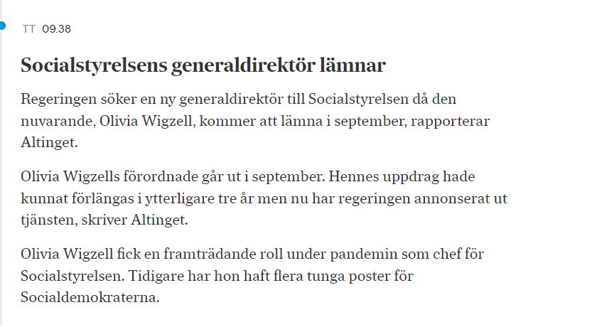 Socialstyrelsens GD Lämnar