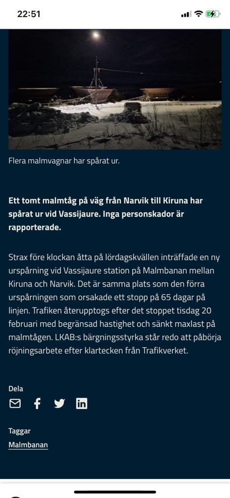 Tomt Malmtåg Urspårat