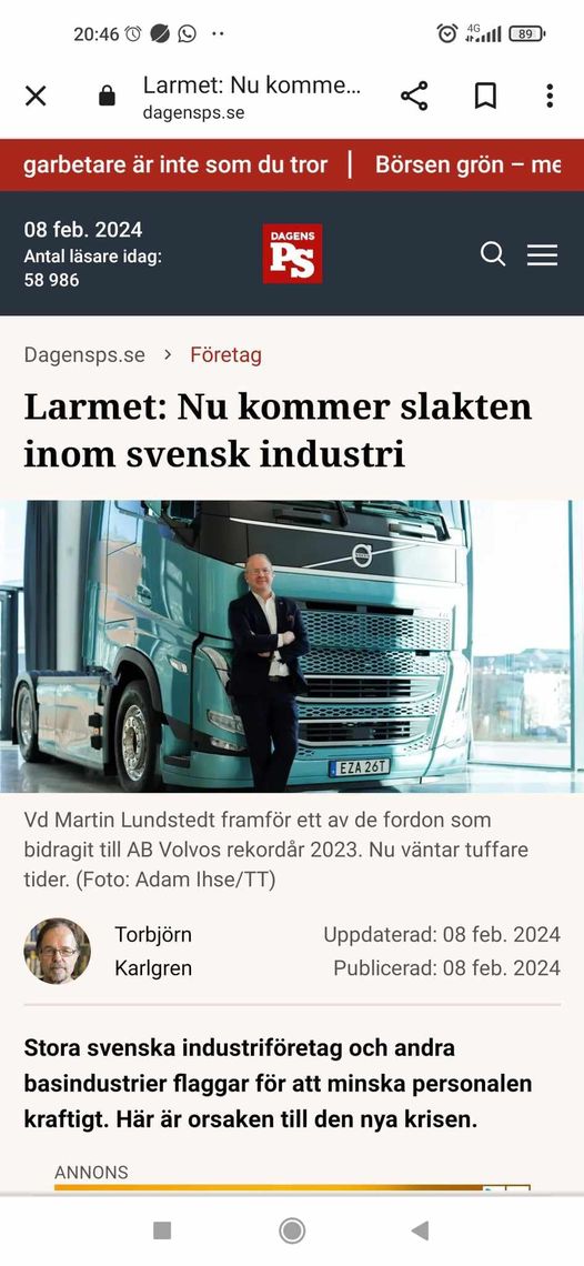 Svensk Industrislakt Inkommande