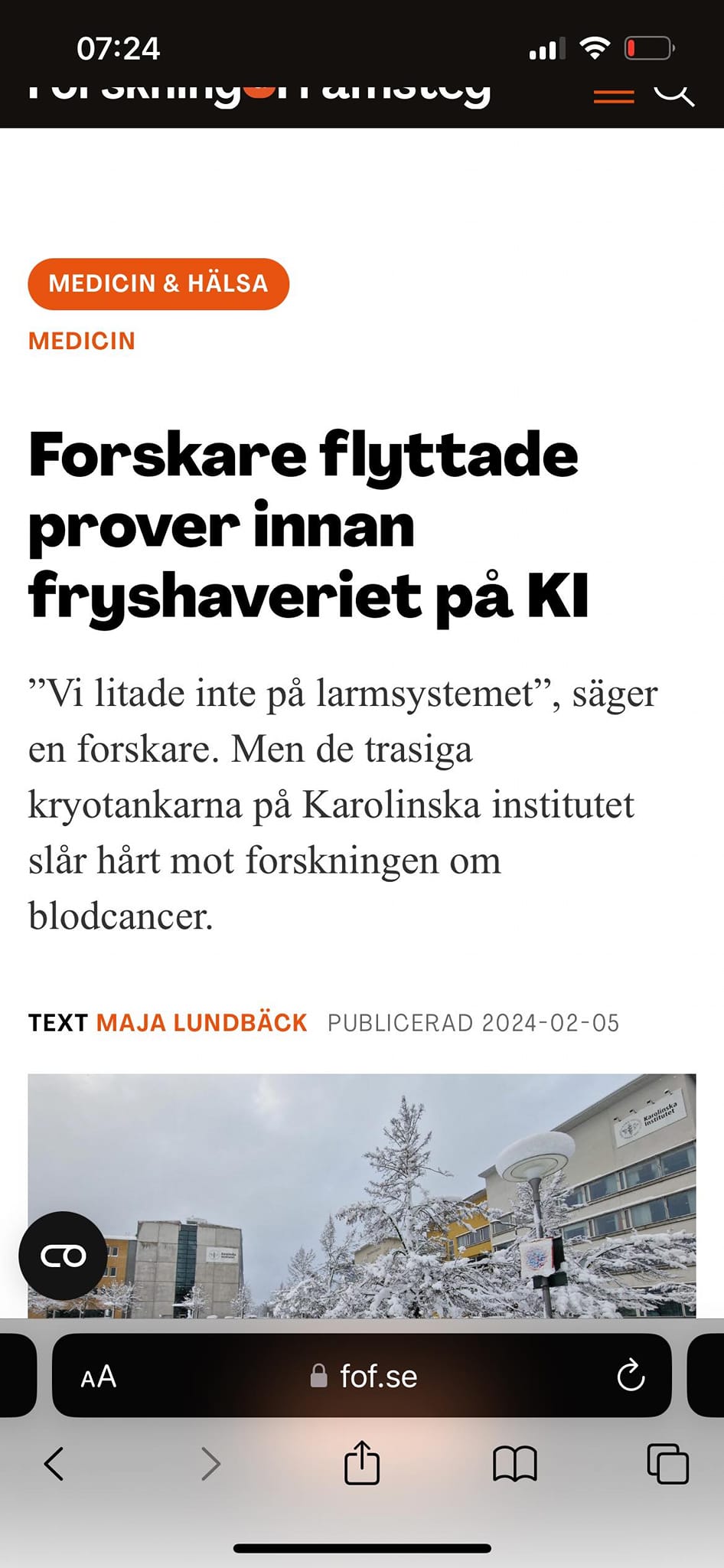 Flyttade Prover Innan Fryshaveri