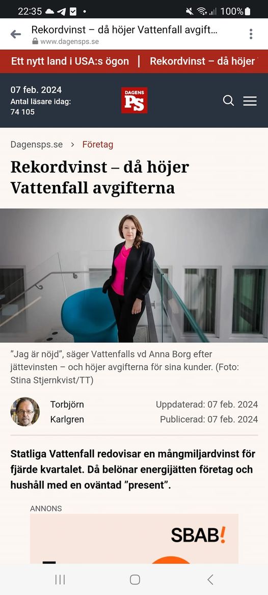Rekordvinst, Höjda Avgifter & Nöjd Vattenfalls-VD