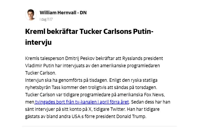 Kreml Bekräftar Intervju