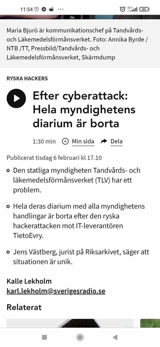 TLV:s Diarium Borta Efter Cyberattack