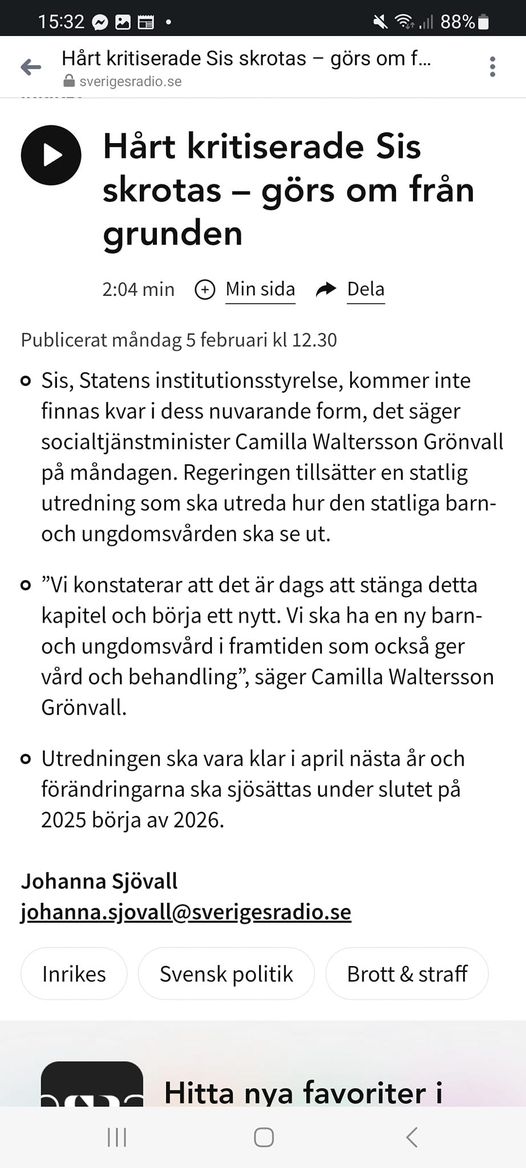 Statens Institutionsstyrelse I Nuvarande Form Skrotas