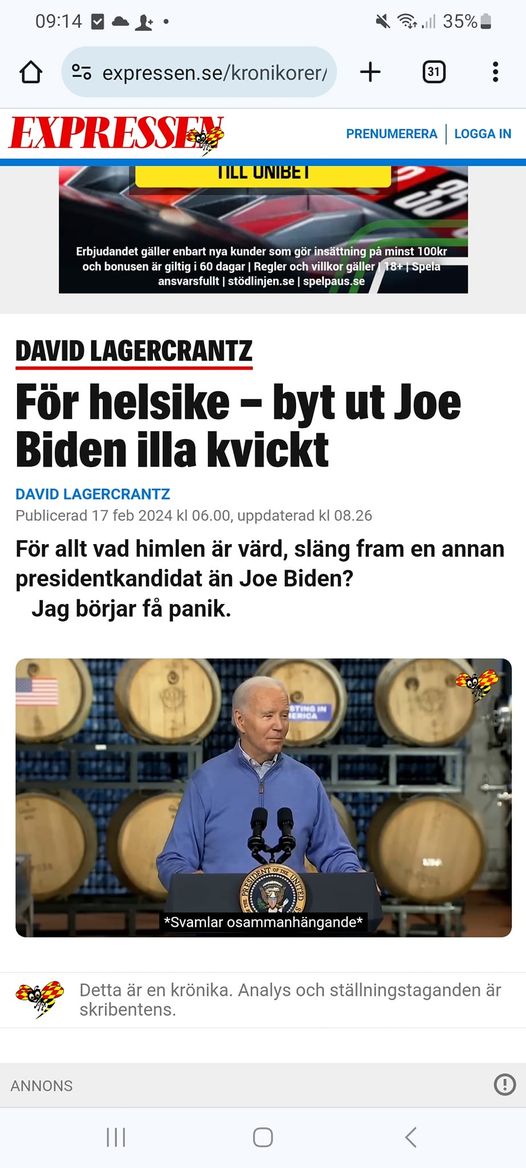 Lagercrantz Har Underlivsporslinspanik I Expressen