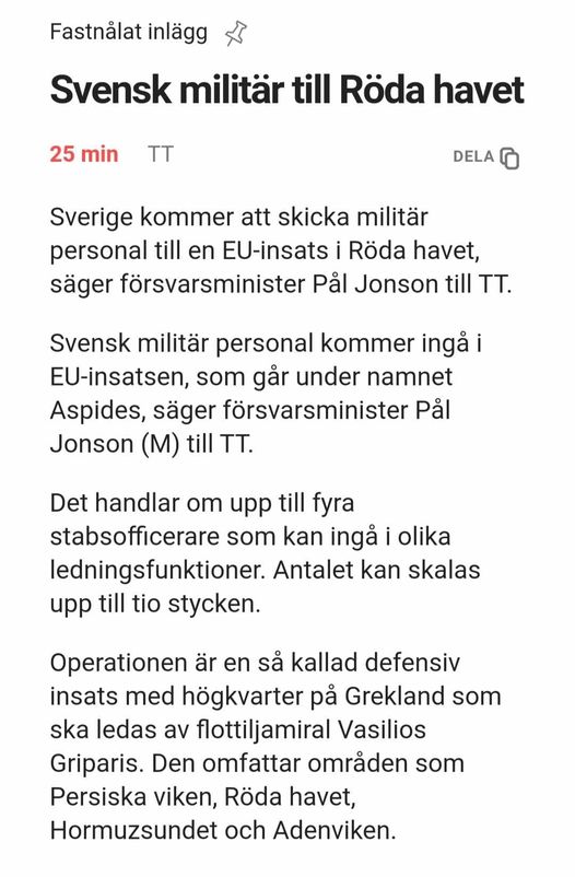 Svensk Militär Till Röda Havet