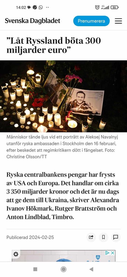 Frysta Ryska Centralbankspengar Som Böter Till Ukraina?..