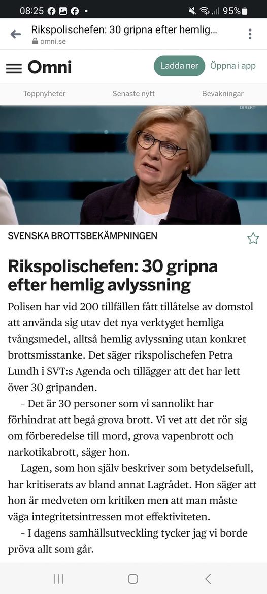 30 Gripna Efter Hemlig Avlyssning