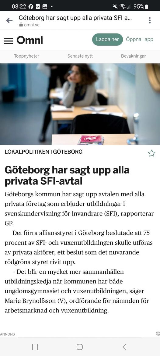 Alla SFI-Avtal Uppsagda I Göteborg