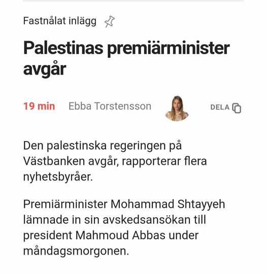 Palestinas PM Avgår