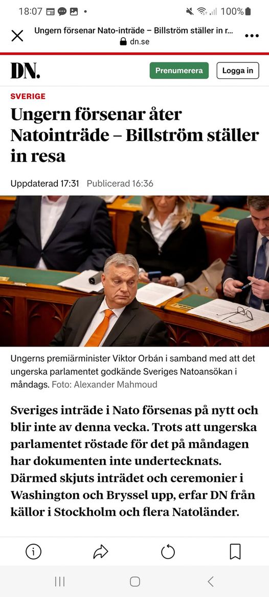 Ungern Försenar & Billström Ställer In