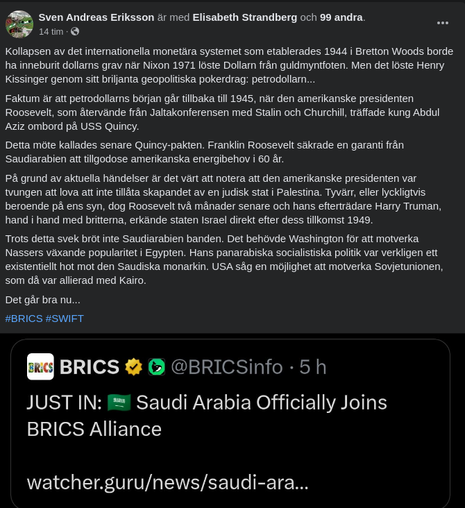 Saudiarabien Ansluter Sig Officiellt Till BRICS