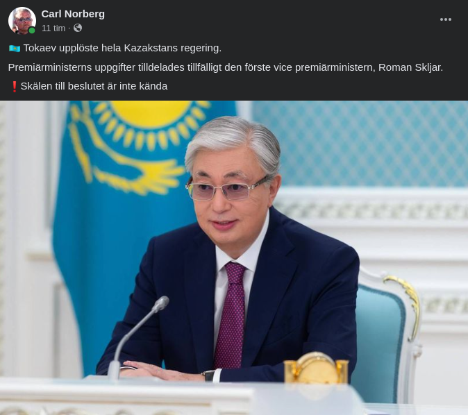 Kazakstans Regering Upplöst